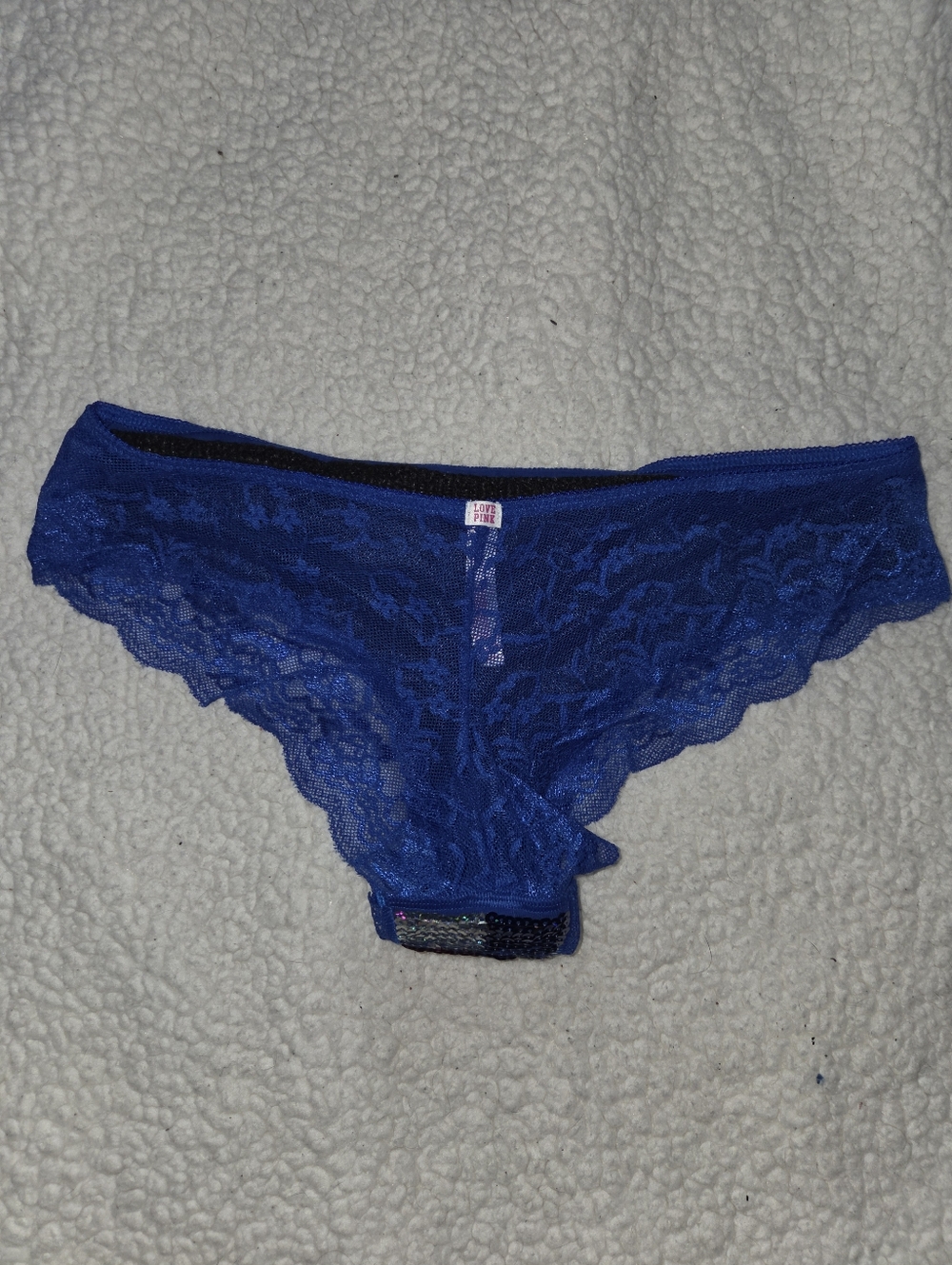 PINK Victoria's Secret Sequin American Flag Bikini Panty- Red White Blue Medium - Picture 2 of 3